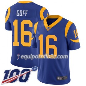 Camiseta Hombre NFL Los Angeles Rams Jared Goff 16 Nike Royal Azul Alternate Stitched 100th